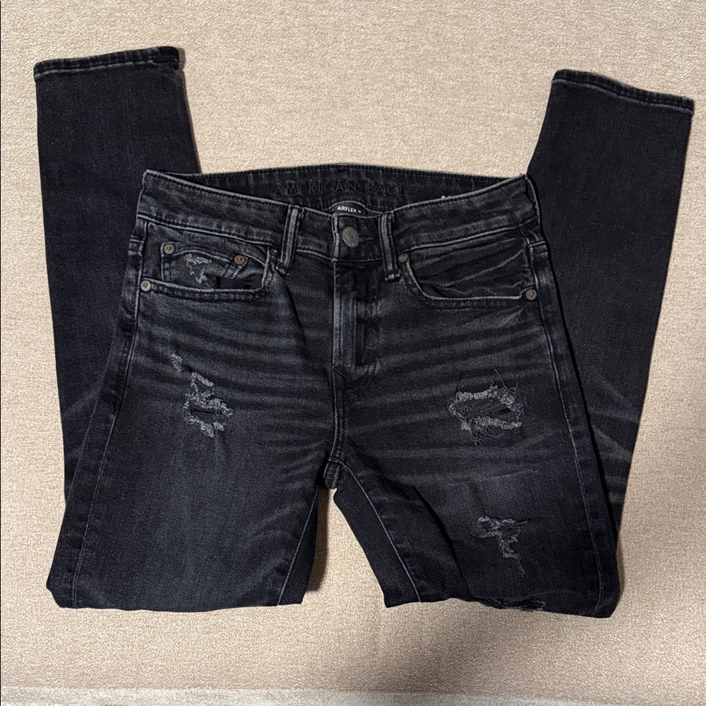 American Eagle Outfitters Black Distressed Skinny Jeans